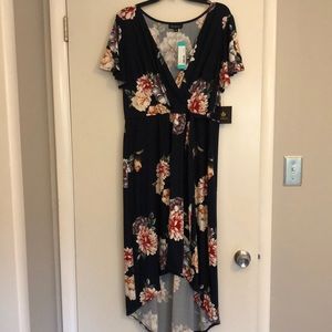 NWT High Low Floral Wrap Dress - 1X